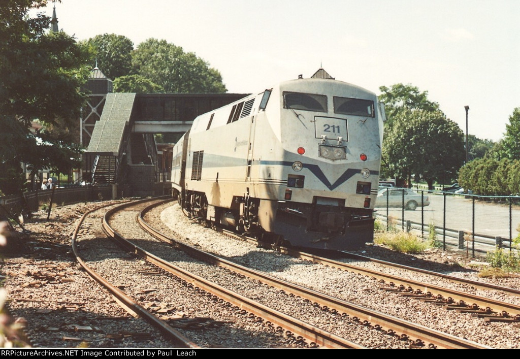 Inbound commuter makes its station stop